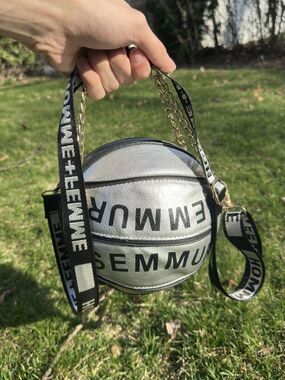 Homme + Femme Basketball Metallic Silver Bag Handbag Crossbody Semmur Small